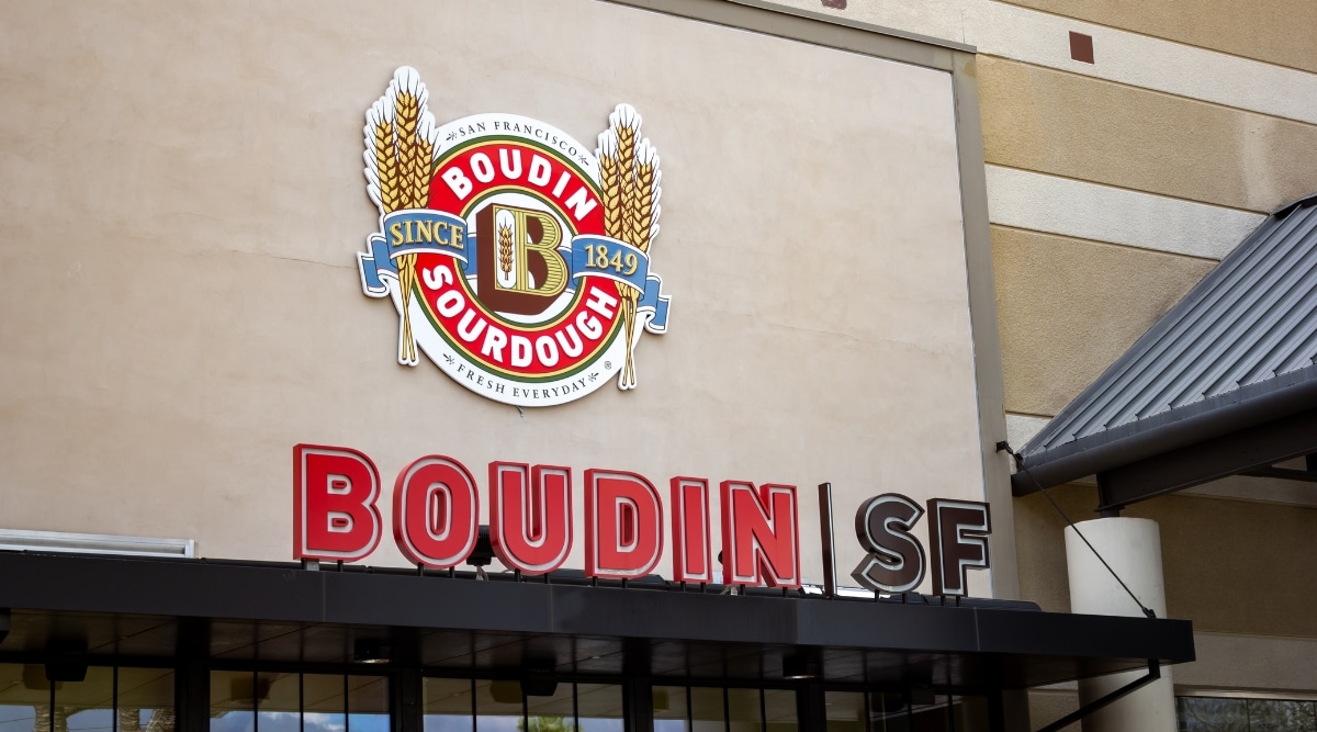 The entrance sign for Bistro Boudin in San Francisco California.
