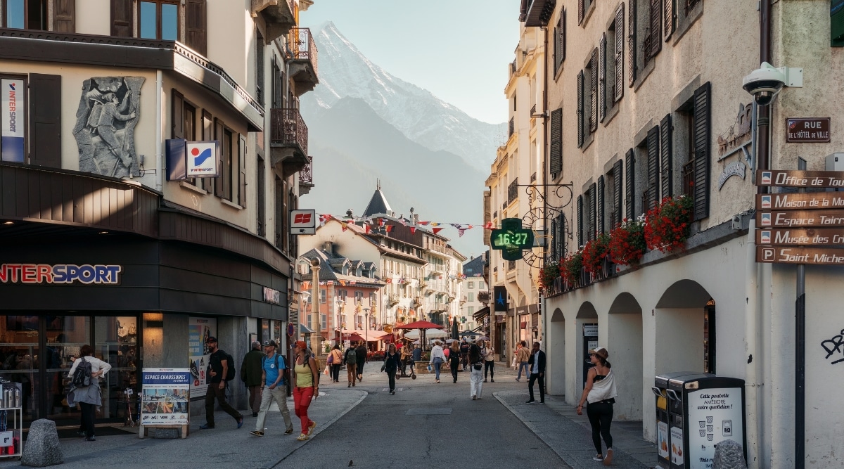 Image of Chamonix Village. The quaint architecture of Chamonix Village seamlessly blends with the surrounding mountains, showcasing a harmonious coexistence between man-made structures and the pristine alpine environment.