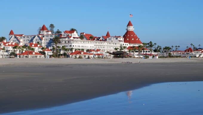 Coronado Beach California with Hotel Del Coronado in Background