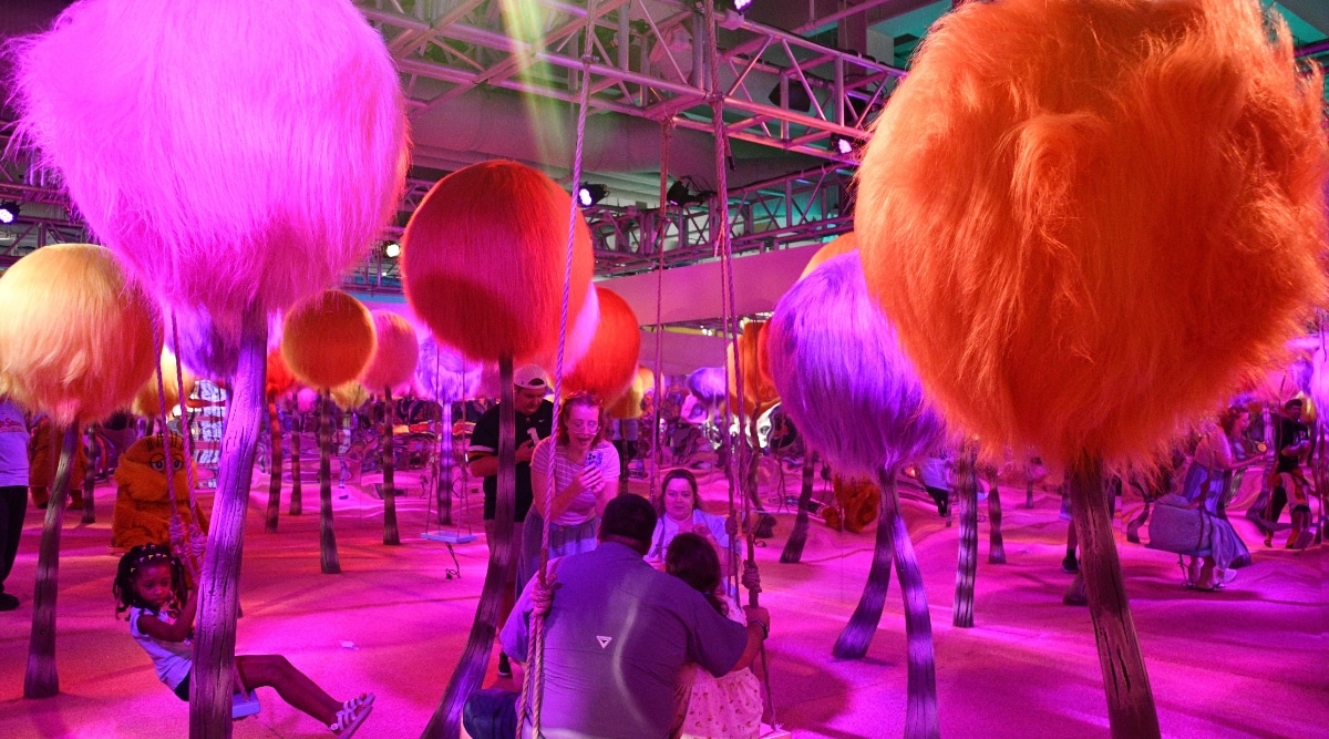 A photograph depicting The Dr. Seuss Experience in Los Angeles. The image showcases the exterior of the attraction, featuring thematic elements and visual displays inspired by Dr. Seuss's iconic.