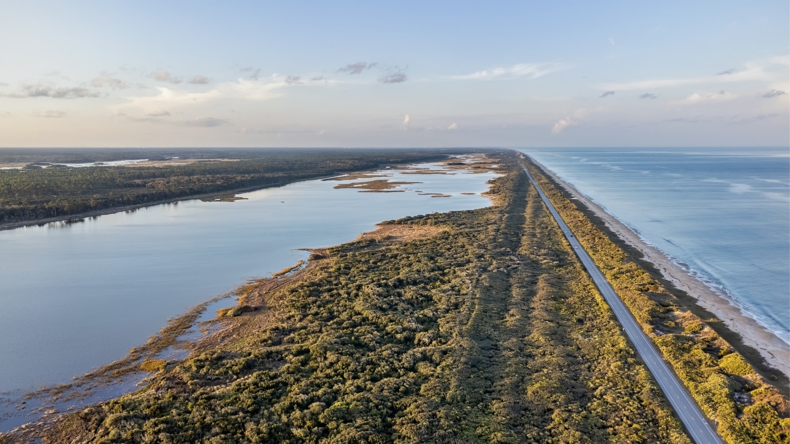 The image offers a top view perspective of the St. Augustine Guana Reserve, showcasing its natural landscape and features. The reserve appears vast and untouched, with a variety of flora and fauna visible from above.